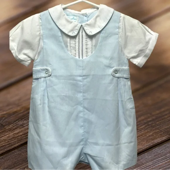 PETIT AMI Blue & White Romper EUC Worn once for pictures. 6 months - Picture 7 of 7